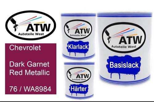 Chevrolet, Dark Garnet Red Metallic, 76 / WA8984: 1L Lackdose + 1L Klarlack + 500ml Härter - Set, von ATW Autoteile West.